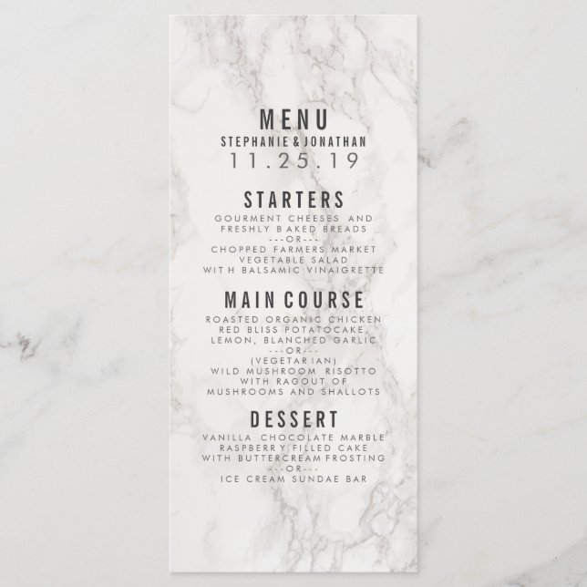Modern Elegant Marble Wedding Menu (Front)
