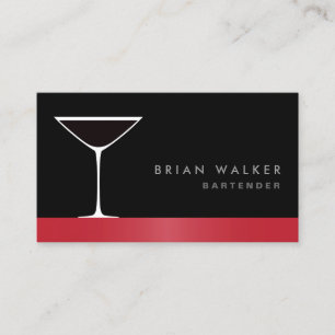 Modern elegant martini cocktail glass bartender business card