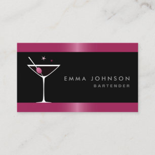 Modern elegant martini cocktail glass bartender business card