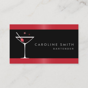 Modern elegant martini cocktail glass bartender business card