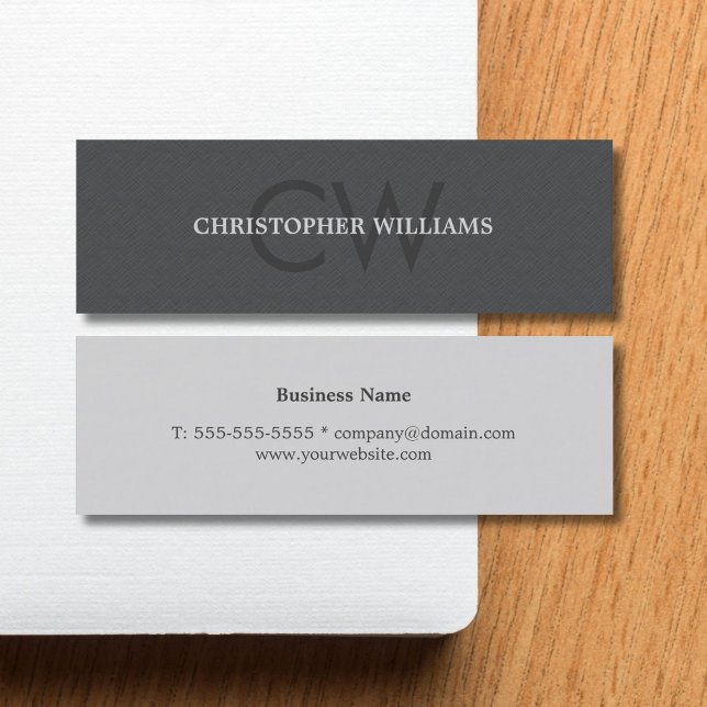 Modern Elegant Masculine Texture Grey Consultant Mini Business Card (Creator Uploaded)