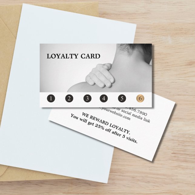 Modern Elegant Massage Therapist Grey Gold Loyalty Card (Creator Uploaded)