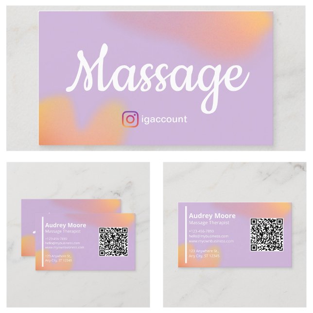Modern Elegant Massage Therapist QR code Business Card (Modern Elegant Massage Therapist QR code Business Card
)