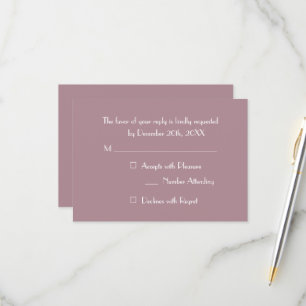 Modern Elegant Mauve Party RSVP Invitation Card