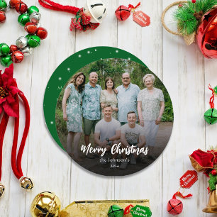 Modern Elegant Merry Christmas Family Photo & Name Holiday Card