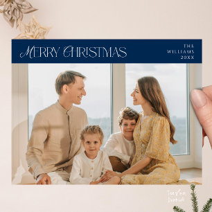 Modern Elegant, Merry Christmas Family Photo Postcard