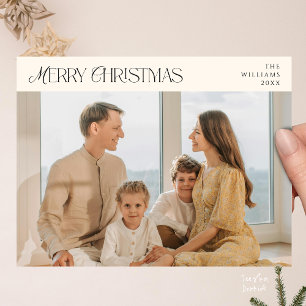 Modern Elegant, Merry Christmas Family Photo Postcard