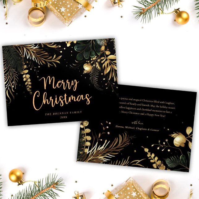 Modern Elegant Merry Christmas Festive Botanical Holiday Card (Modern Elegant Merry Christmas Festive Botanical Holiday Card)