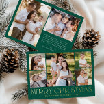 Modern Elegant Merry Christmas Green Photo Collage<br><div class="desc">Celebrate the season with the Modern Elegant Merry Christmas Green Photo Collage foil holiday card. This stylish design features a 5-photo collage on the front, with 4 square photos surrounding a larger picture at the centre. "Merry Christmas" is beautifully displayed in trendy gold foil lettering on a green background. Customise...</div>