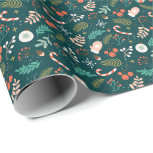 Modern Elegant Merry Christmas Green Wrapping Paper