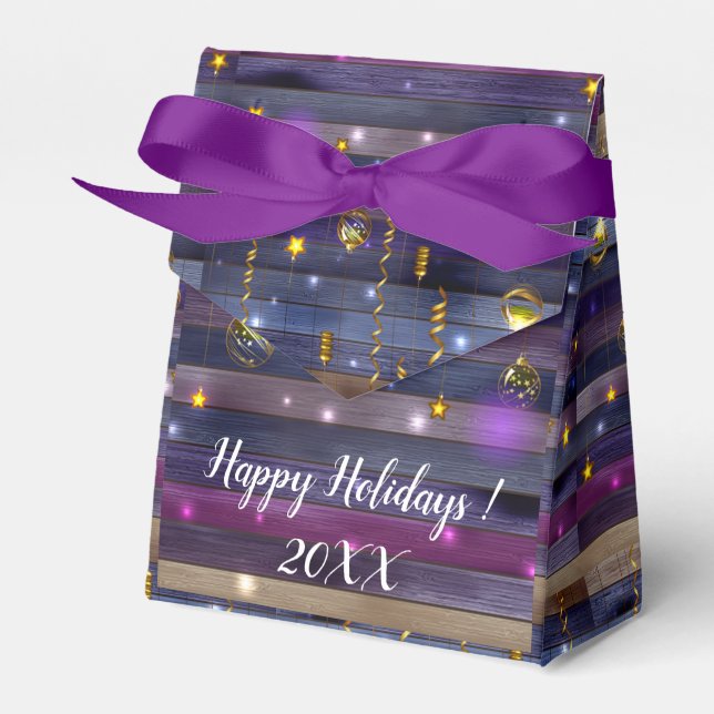 Modern Elegant Merry Christmas Holidays Favour Box (Front Side)