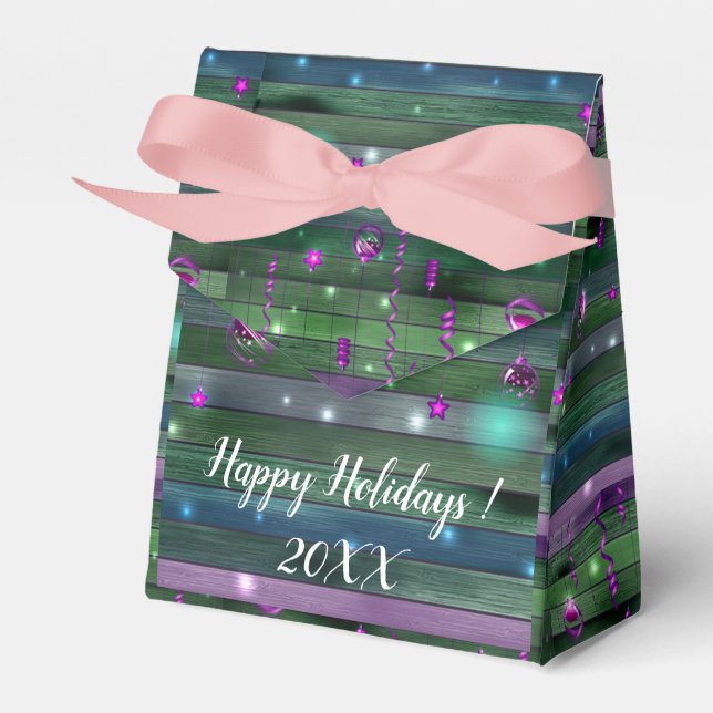 Modern Elegant Merry Christmas Holidays Favour Box (Front Side)