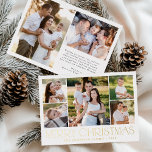 Modern Elegant Merry Christmas Photo Collage<br><div class="desc">Celebrate the season with the Modern Elegant Merry Christmas Photo Collage foil holiday card. This stylish design features a 5-photo collage on the front, with 4 square photos surrounding a larger picture at the centre. "Merry Christmas" is beautifully displayed in trendy gold foil lettering on a white background. Customise with...</div>