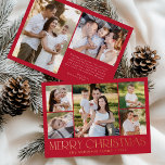 Modern Elegant Merry Christmas Red Photo Collage<br><div class="desc">Celebrate the season with the Modern Elegant Merry Christmas Red Photo Collage foil holiday card. This stylish design features a 5-photo collage on the front, with 4 square photos surrounding a larger picture at the centre. "Merry Christmas" is beautifully displayed in trendy gold foil lettering on a red background. Customise...</div>