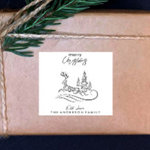 Modern Elegant Merry Christmas Tree and Reindeer