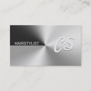 Modern elegant metallic silver business card