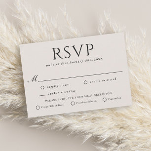Modern Elegant Minimal Beige RSVP with Meal Choice Card