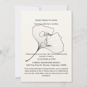 Modern Elegant Minimal Black Font Wedding Floral Invitation