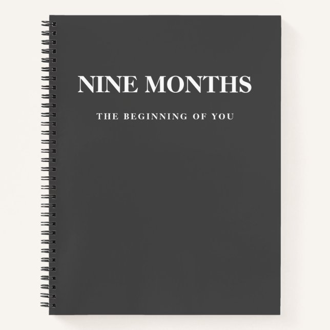 Modern Elegant Minimal Black Pregnancy Gift Notebook (Front)
