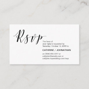 Modern Elegant, minimal, Black Script, RSVP Enclosure Card