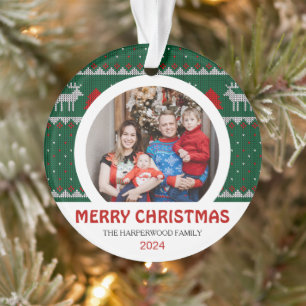 Modern Elegant Minimal Christmas Family 2 Photo Ornament