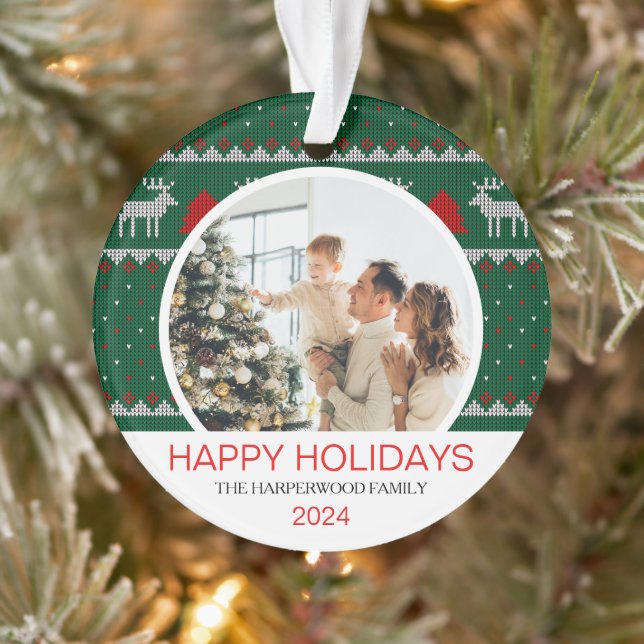Modern Elegant Minimal Christmas Family Photo Ornament (Tree)