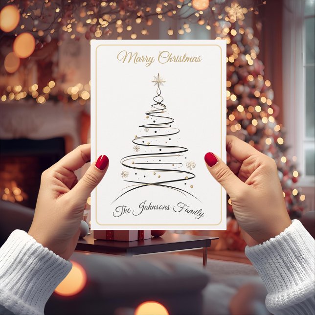 Modern Elegant Minimal Christmas Tree Card (Creator Uploaded)