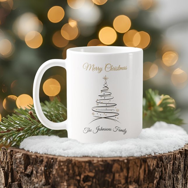 Modern Elegant Minimal Christmas Tree Mug (Creator Uploaded)