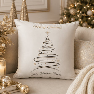 Modern Elegant Minimal Christmas Tree Pillow