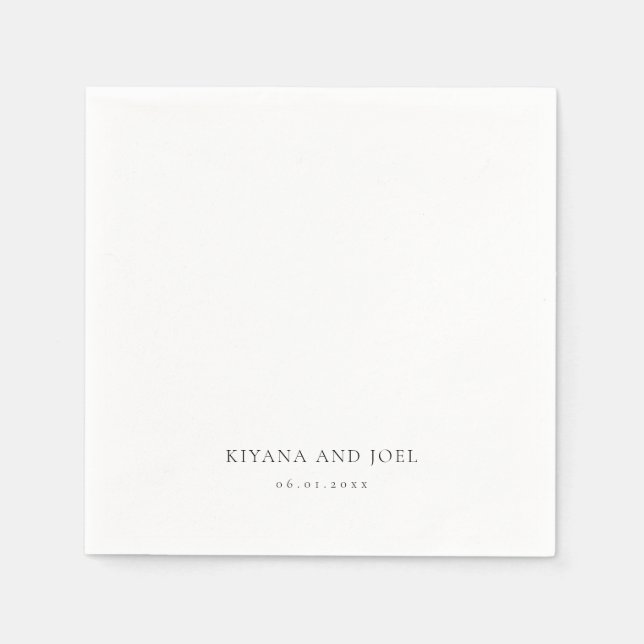 Modern Elegant Minimal Couples Names Wedding Napkin (Front)