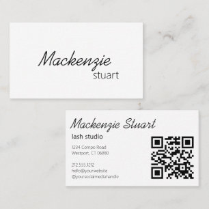 Modern Elegant Minimal Hair QR Code Script Business Card