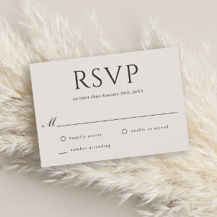 Modern Elegant Minimal Neutral Beige Wedding RSVP Card