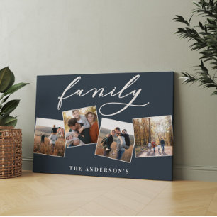 Modern elegant minimal photo collage personalized canvas print