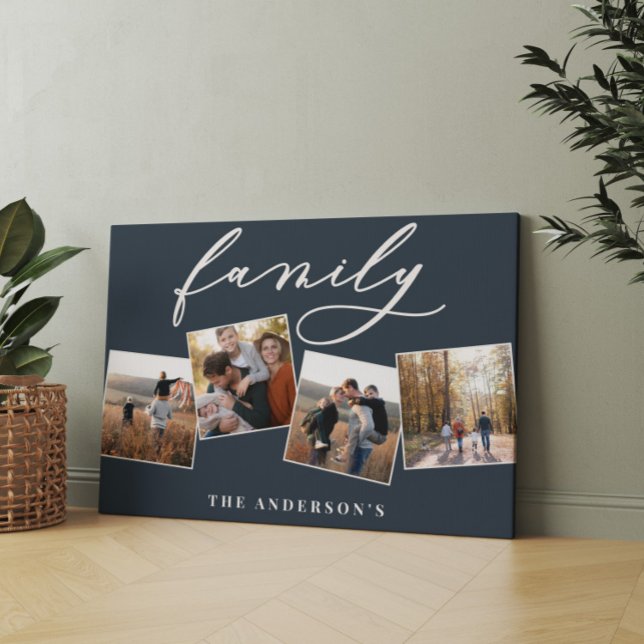 Modern elegant minimal photo collage personalized canvas print (Creator Uploaded)