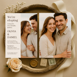 Modern Elegant Minimal Photo Elopement  Invitation
