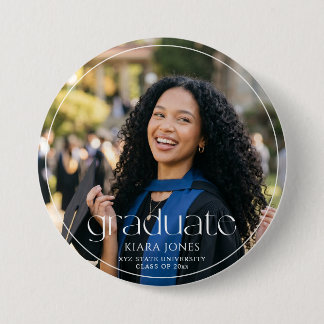 Modern Elegant Minimal Photo Graduation Keepsake 7.5 Cm Round Badge