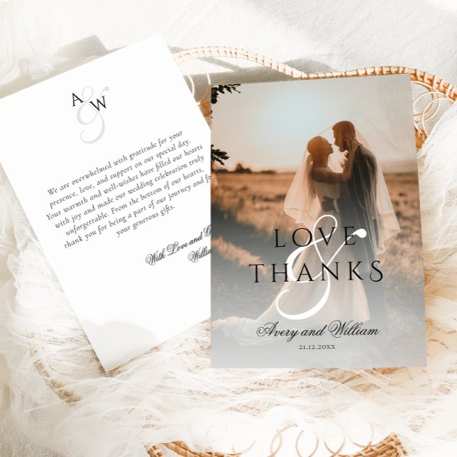 Modern Elegant Minimal Photo Wedding Thank You Card (Creator Uploaded)