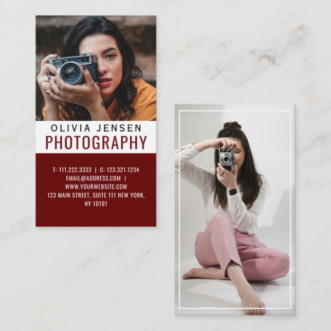 Modern Elegant Minimal  Photography Professional Business Card (Front/Back)