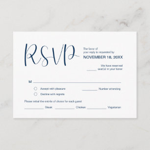 Modern Elegant Minimal, RSVP,  Navy Blue, Respond Enclosure Card