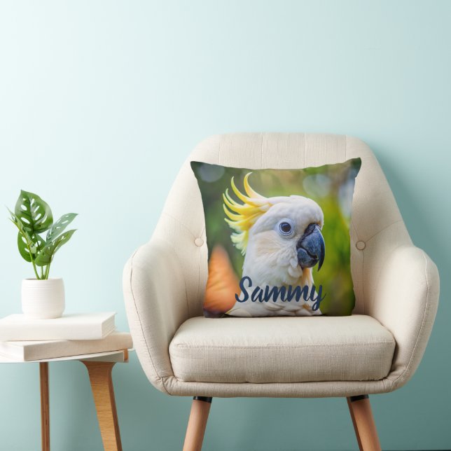 Modern Elegant Minimal Script Pet Bird Photograph Cushion (Chair)