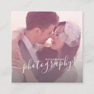 Modern elegant minimal & simple photography square business card