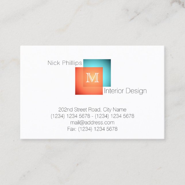 Modern elegant minimal style with monogram business card (Front)