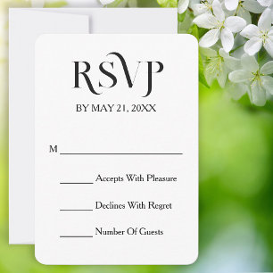 Modern Elegant Minimal White Wedding RSVP Card