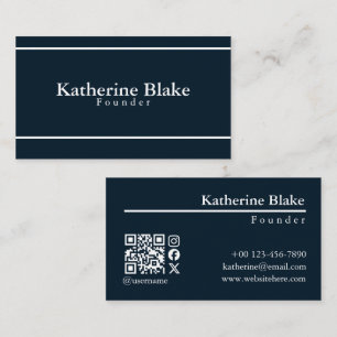 Modern Elegant Minimalism Navy White Typography  Business Card