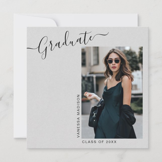 Modern Elegant Minimalist 1 Photo | Graduation Ann Announcement (Front)