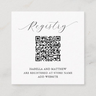 Modern Elegant Minimalist Add QR Code Registry Enclosure Card