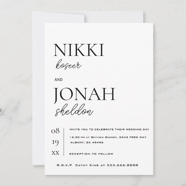 Modern Elegant Minimalist and Clean Wedding Invitation (Front)