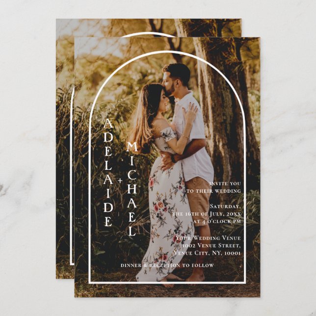 Modern Elegant Minimalist Arch 2 Photo Wedding  Invitation (Front/Back)