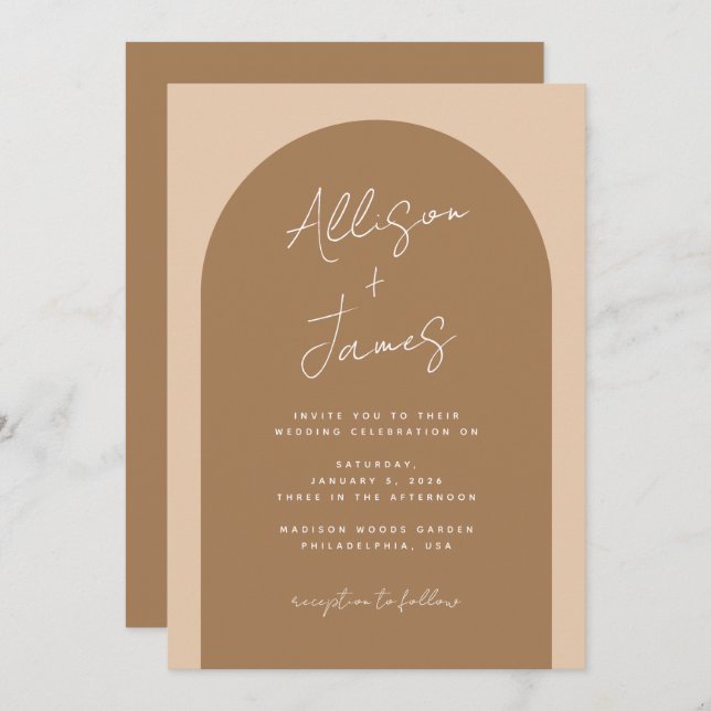 Modern Elegant Minimalist Arch Wedding Invitation (Front/Back)