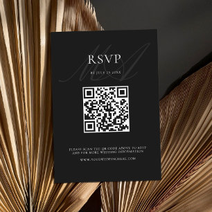 Modern Elegant Minimalist Black and White Wedding RSVP Card